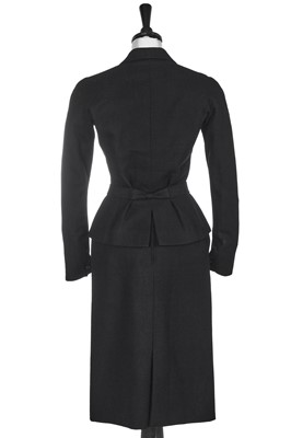 Lot 391 - A Christian Dior haute couture black wool day suit, probably Autumn-Winter 1949-50
