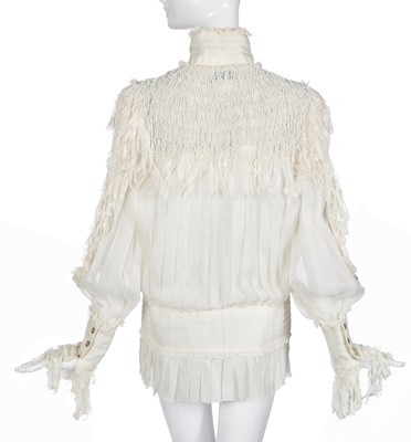 Lot 7 - A Chanel pleated white organza tunic/blouse, 'Paris-Dallas' collection, Métiers d'Art, Pre-Fall 2014