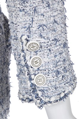 Lot 19 - A Chanel pale blue and white tweed coat, probably Cruise 2019