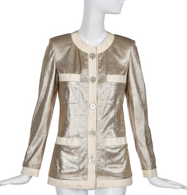Lot 24 - A Chanel perforated metallic lambskin leather jacket, probably 'Paris-Cosmopolite' collection, Métiers d'Art, Pre-Fall 2017