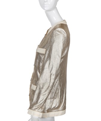 Lot 24 - A Chanel perforated metallic lambskin leather jacket, probably 'Paris-Cosmopolite' collection, Métiers d'Art, Pre-Fall 2017