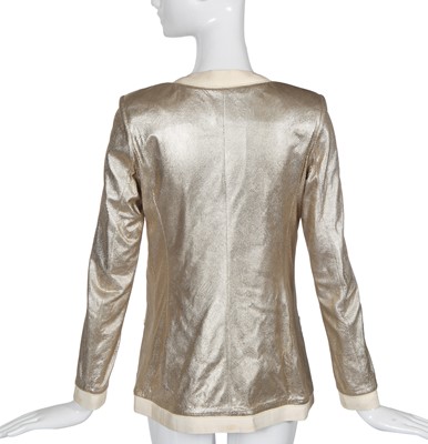 Lot 24 - A Chanel perforated metallic lambskin leather jacket, probably 'Paris-Cosmopolite' collection, Métiers d'Art, Pre-Fall 2017