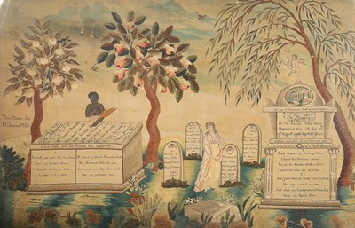 Lot 499 - A painted and embroidered silk mourning...
