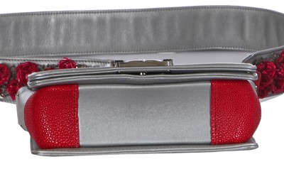 Lot 43 - A Chanel small silver Boy bag with flower strap,  'Paris-Bombay' collection, Métiers d'Art, Pre-Fall 2012