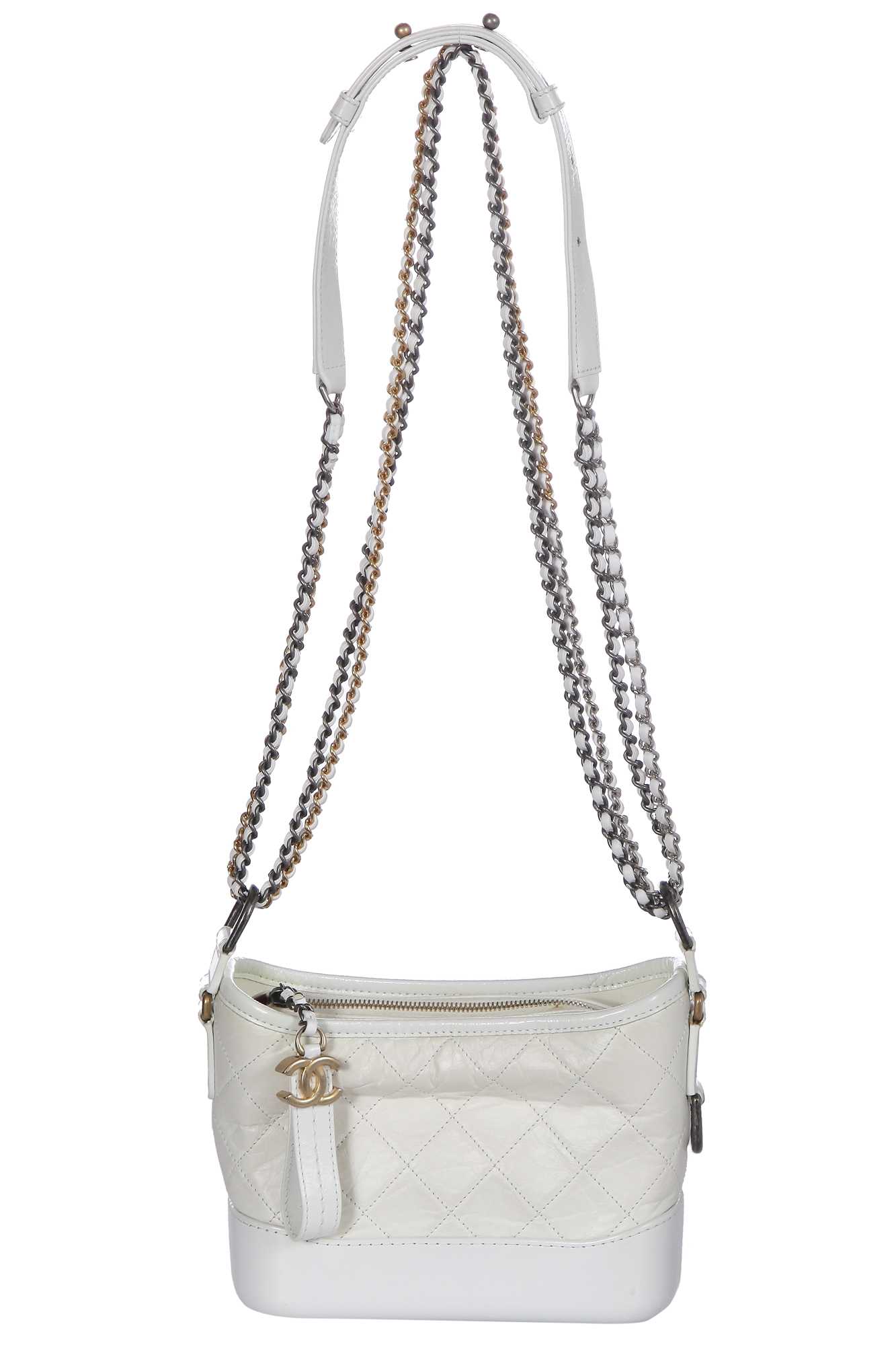 Lot 44 - A Chanel small white leather Gabrielle hobo bag, circa 2017