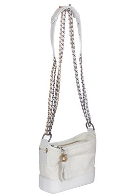 Lot 44 - A Chanel small white leather Gabrielle hobo bag, circa 2017