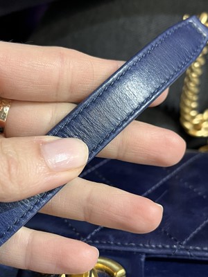 Lot 45 - A Chanel quilted navy leather flap bag, 2017-2018