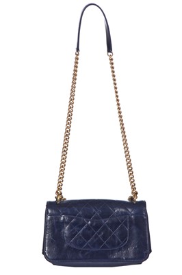 Lot 45 - A Chanel quilted navy leather flap bag, 2017-2018