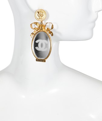 Lot 58 - A pair of Chanel mirror earrings, Spring-Summer 1988