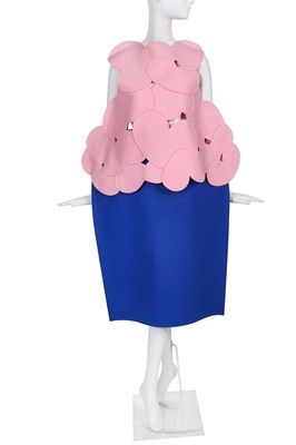 Lot 235 - A Comme des Garçons blue and pink felt ensemble, '2D' collection, Autumn-Winter 2012-13