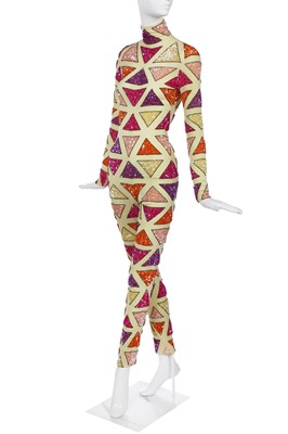 Lot 301 - A rare Givenchy haute couture by Alexander McQueen sequined harlequin jumpsuit, 'The French Village' collection, Spring-Summer 1999