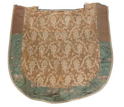 Lot 437 - A gold brocaded brown satin cope panel, mid...