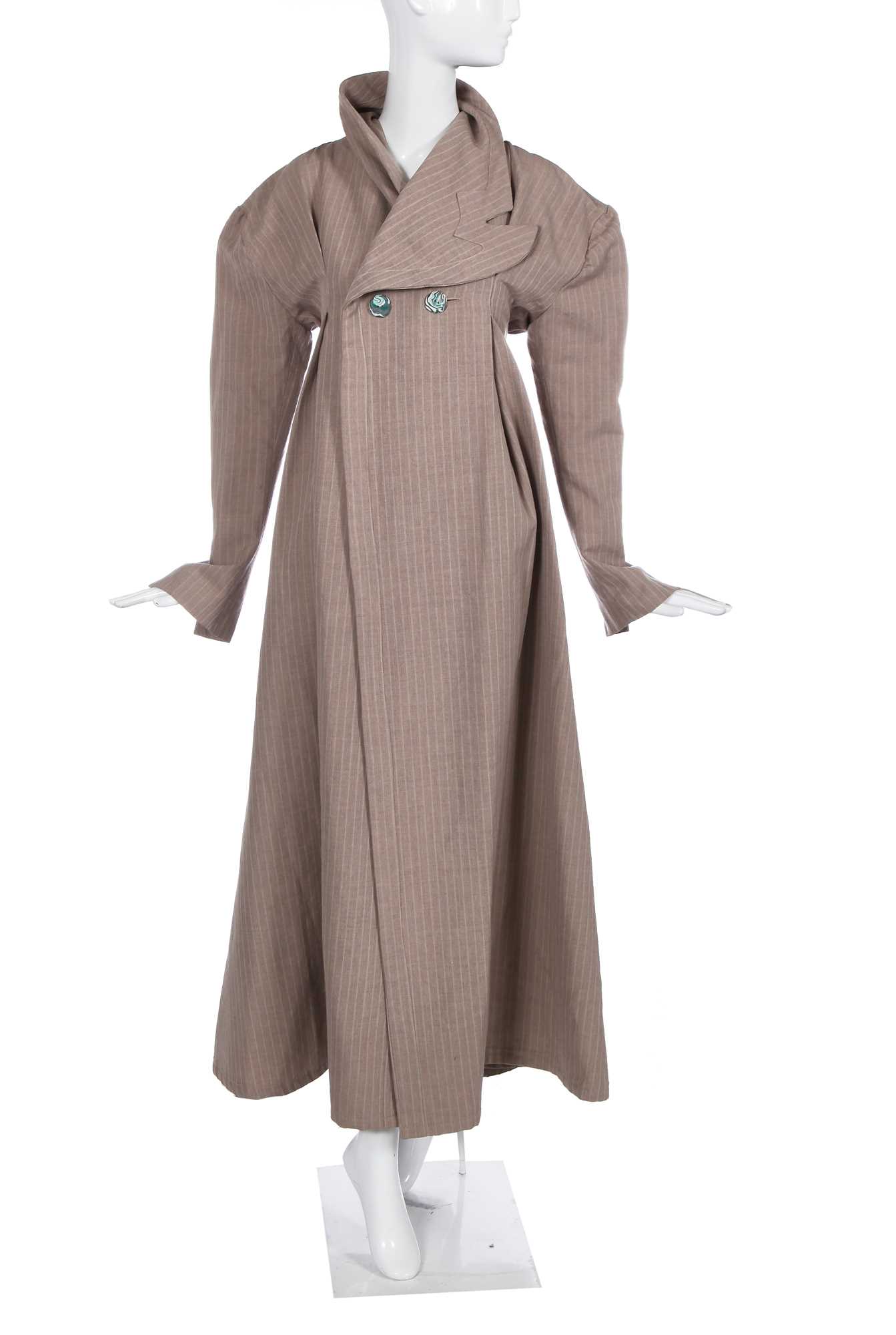 Lot 293 - A fine and rare John Galliano pinstripe coat, 'Fallen Angels' collection, Spring-Summer 1986