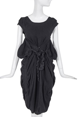 Lot 344 - A rare Westwood/McLaren black seersucker cotton dress, 'Hypnos' collection Spring-Summer 1984