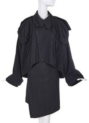 Lot 345 - A rare Westwood/McLaren black cloqué cotton ensemble, 'Hypnos' collection, Spring-Summer 1984