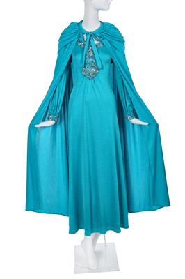 Lot 385 - A Loris Azzaro blue stretch jersey dress, 1970s