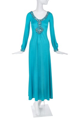 Lot 385 - A Loris Azzaro blue stretch jersey dress, 1970s