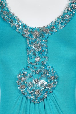 Lot 385 - A Loris Azzaro blue stretch jersey dress, 1970s