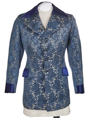 Lot 443 - A Mates by Irvine Sellar men's blue and silver brocaded silk jacket, circa 1966