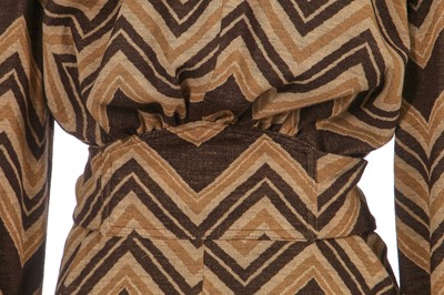 Lot 91 - A good Biba brown wool jersey and faux fur ensemble, circa 1973