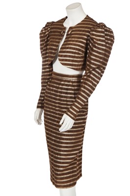 Lot 113 - A Biba striped gold lamé and brown acetate ensemble, circa 1974