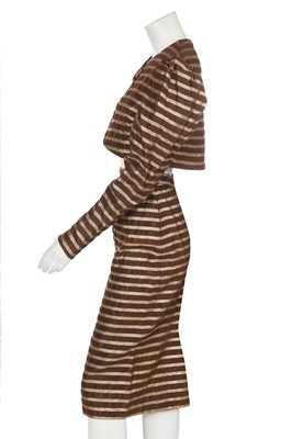 Lot 113 - A Biba striped gold lamé and brown acetate ensemble, circa 1974