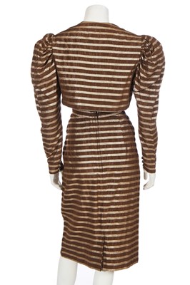 Lot 113 - A Biba striped gold lamé and brown acetate ensemble, circa 1974