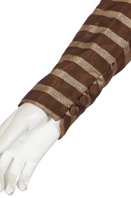 Lot 113 - A Biba striped gold lamé and brown acetate ensemble, circa 1974