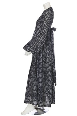 Lot 29 - A Biba printed navy voile maxi-dress, circa 1970