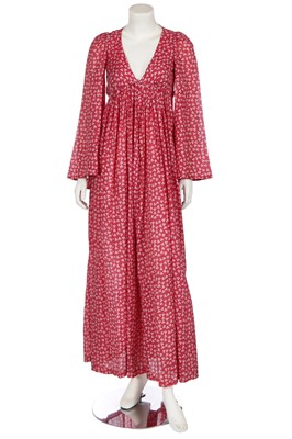 Lot 30 - A Biba printed pink voile maxi-dress, circa 1970