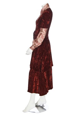 Lot 17 - A Biba chestnut crushed devoré velvet ensemble, circa 1969