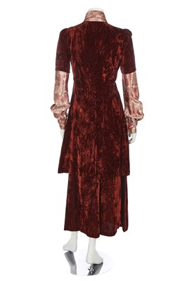 Lot 17 - A Biba chestnut crushed devoré velvet ensemble, circa 1969