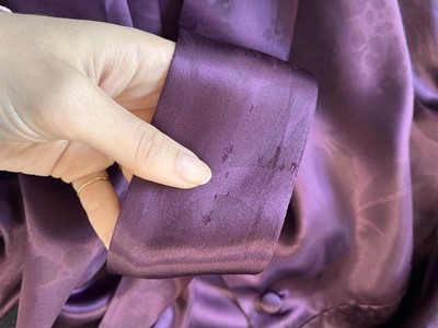 Lot 32 - A Biba printed purple satin ensemble, circa 1970