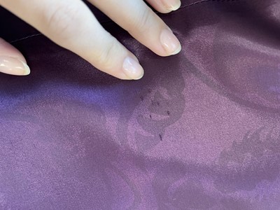 Lot 32 - A Biba printed purple satin ensemble, circa 1970