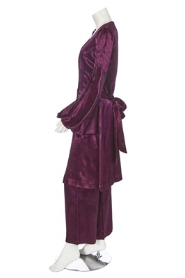 Lot 32 - A Biba printed purple satin ensemble, circa 1970