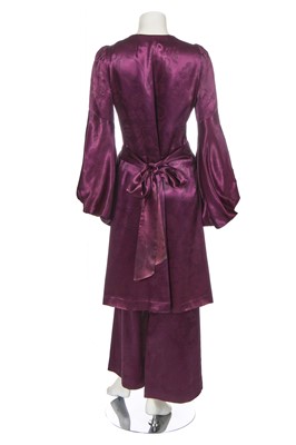 Lot 32 - A Biba printed purple satin ensemble, circa 1970