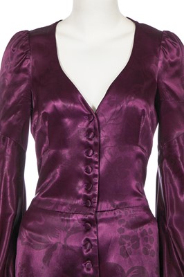 Lot 32 - A Biba printed purple satin ensemble, circa 1970