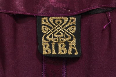 Lot 32 - A Biba printed purple satin ensemble, circa 1970