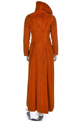 Lot 33 - A Biba burnt orange cut pile 'Battle Dress' carpet coat, circa 1970