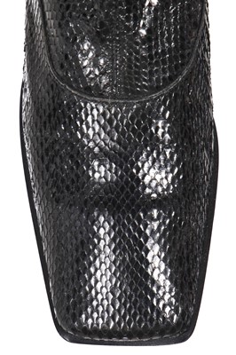 Lot 16 - A pair of Chanel black snakeskin boots, 2010s
