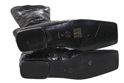 Lot 16 - A pair of Chanel black snakeskin boots, 2010s