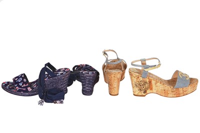 Lot 15 - Two pairs of Chanel summer sandals, 2010s