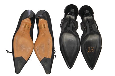 Lot 37 - Two pairs of black Chanel shoes, 2000s