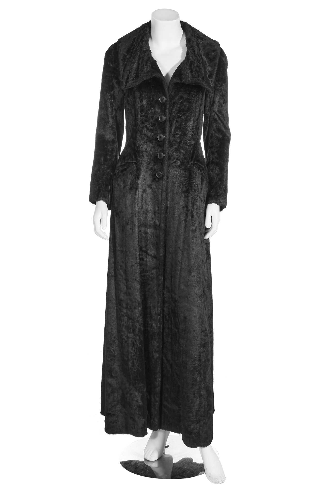Lot 36 - A good Biba black faux-fur maxi coat, circa 1970