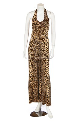 Lot 125 - A Biba cheetah print cotton jersey halterneck dress, circa 1974