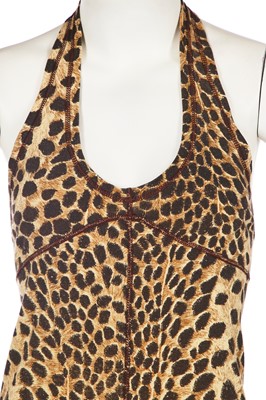 Lot 125 - A Biba cheetah print cotton jersey halterneck dress, circa 1974