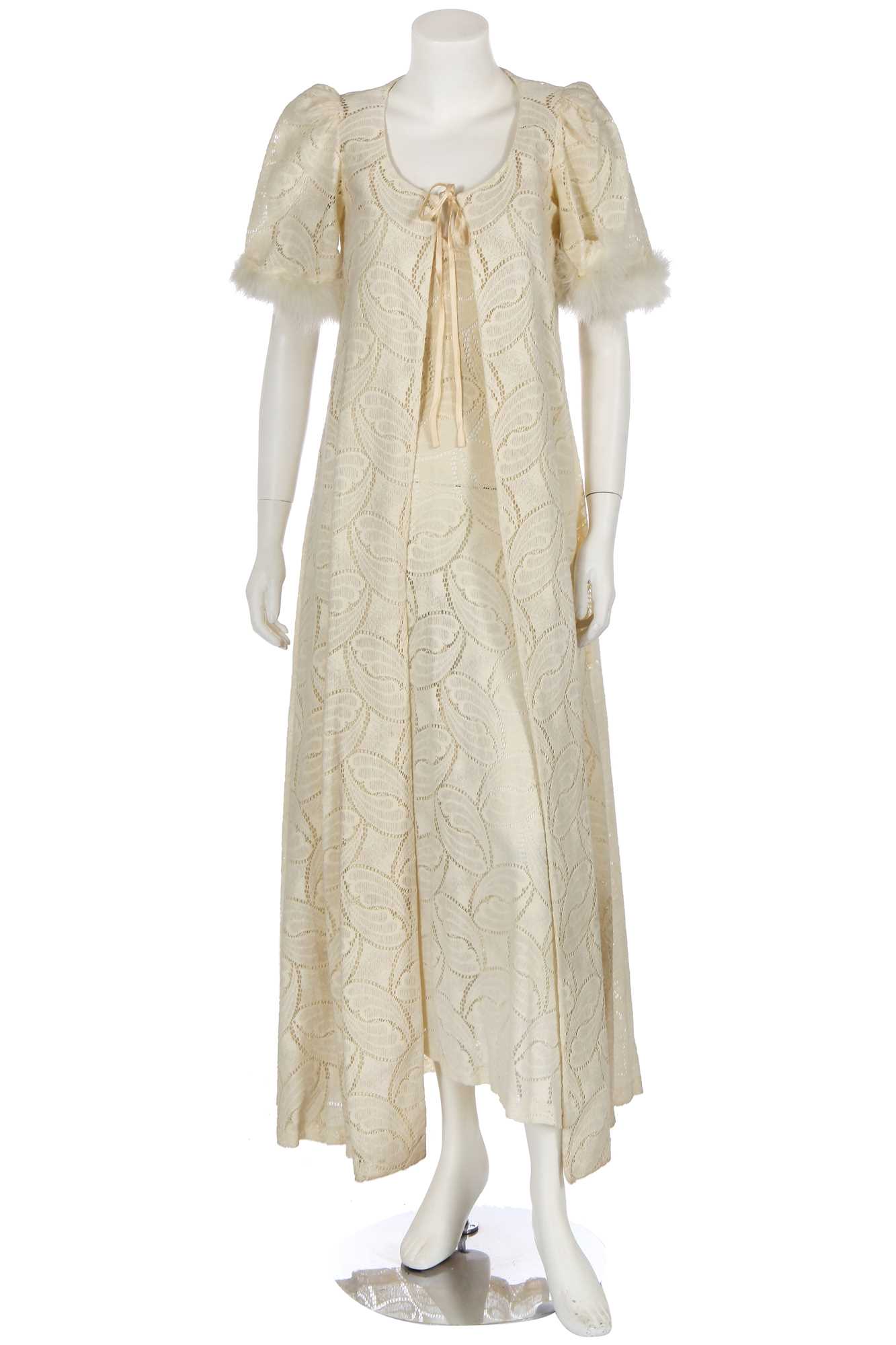 Lot 41 - A Biba ecru wool lace ensemble, circa 1970