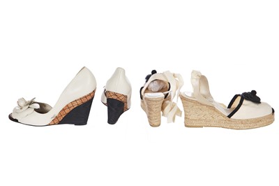 Lot 25 - Two pairs of Chanel wedge shoes, 2010s