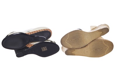 Lot 25 - Two pairs of Chanel wedge shoes, 2010s