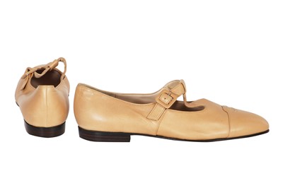 Lot 44 - A pair of Chanel tan leather T-bar Mary-Jane ballet flats, 2000s